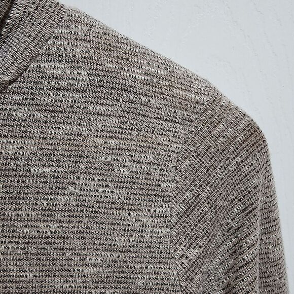 EZRA Sweater Women M Heather Gray Tan Stretch Knit Turtleneck Hi Low Long Sleeve - Picture 6 of 8